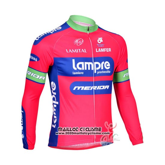2012 Maillot Ciclismo Lampre Merida Rose et Azur Manches Longues et Cuissard